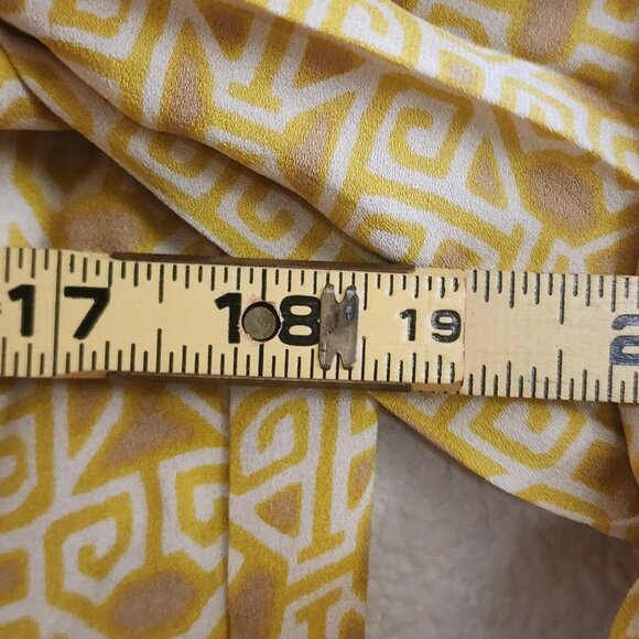 Tory Burch Blouse Womens 4 Yellow Geometric Pleated Silk Long Sleeve Boho Top - Picture 11 of 11